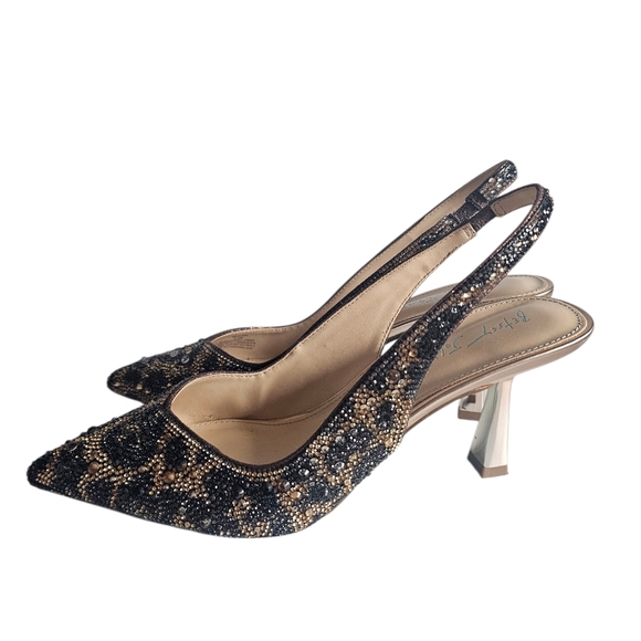 Betsey Johnson Mya Rhinestone Pumps Light Brown/Black Leopard 8.5 Pre-owned - Picture 4 of 7
